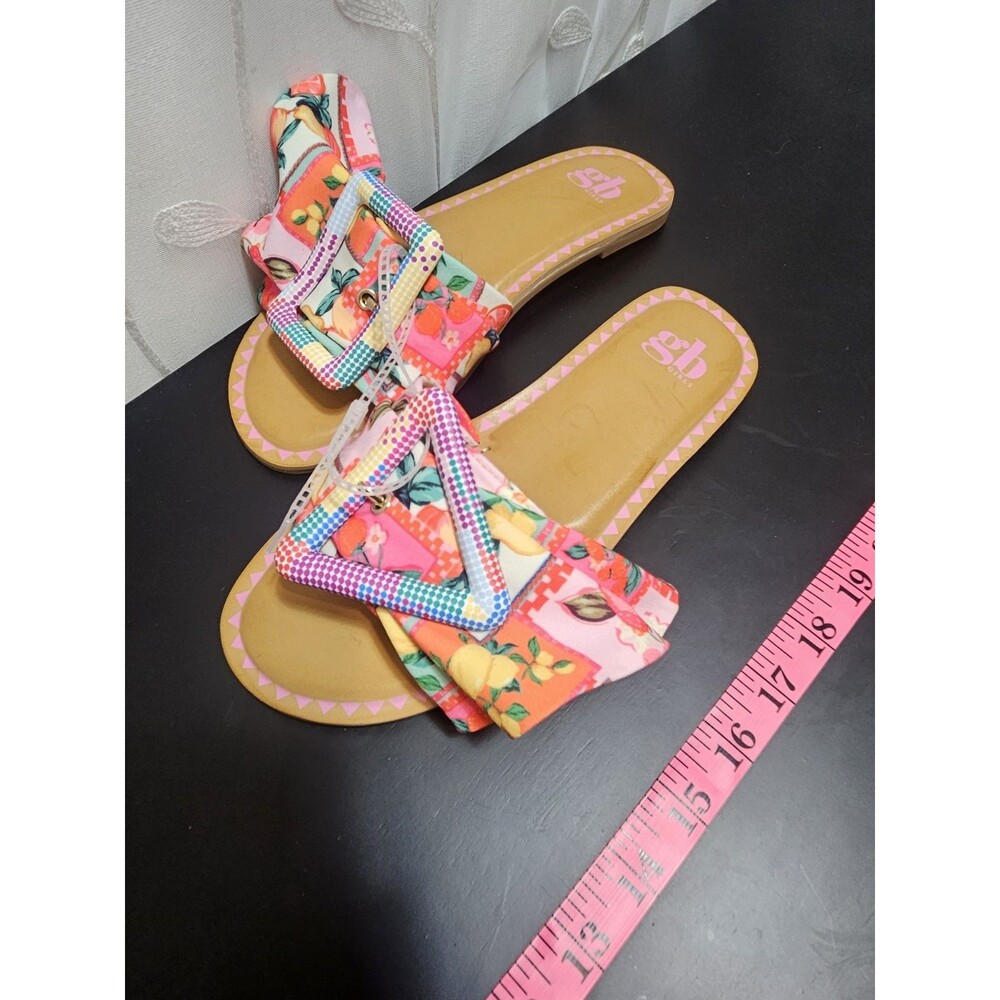 GB Girls 5M Flat Sandals NWT Mixed Fruit Boho Summer Vacation Resort Wear Buckle - Picture 2 of 15